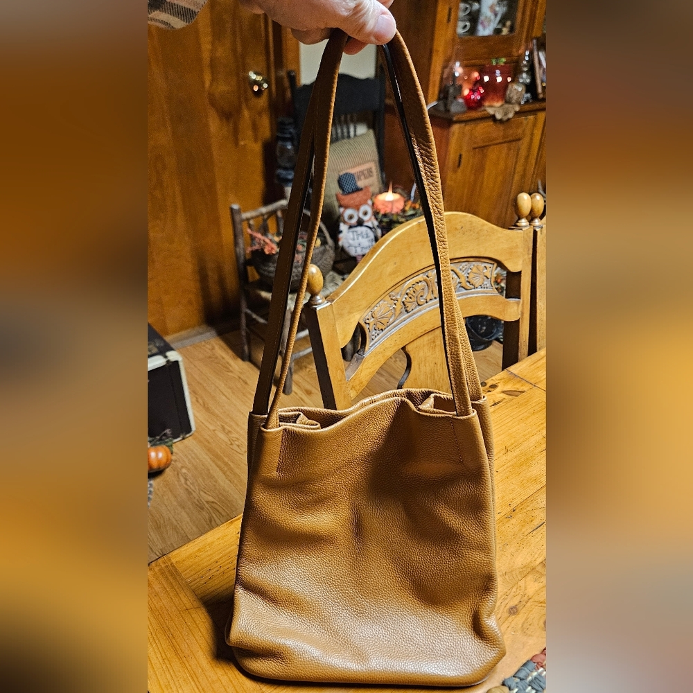 Kattee Tan Leather Shoulder Bag